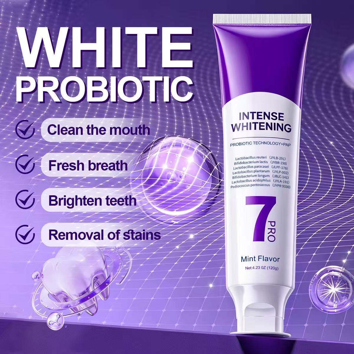 Teeth Whitening Treatment - معجون أسنان 7-برو بروبيوتيك للتبييض: يزيل