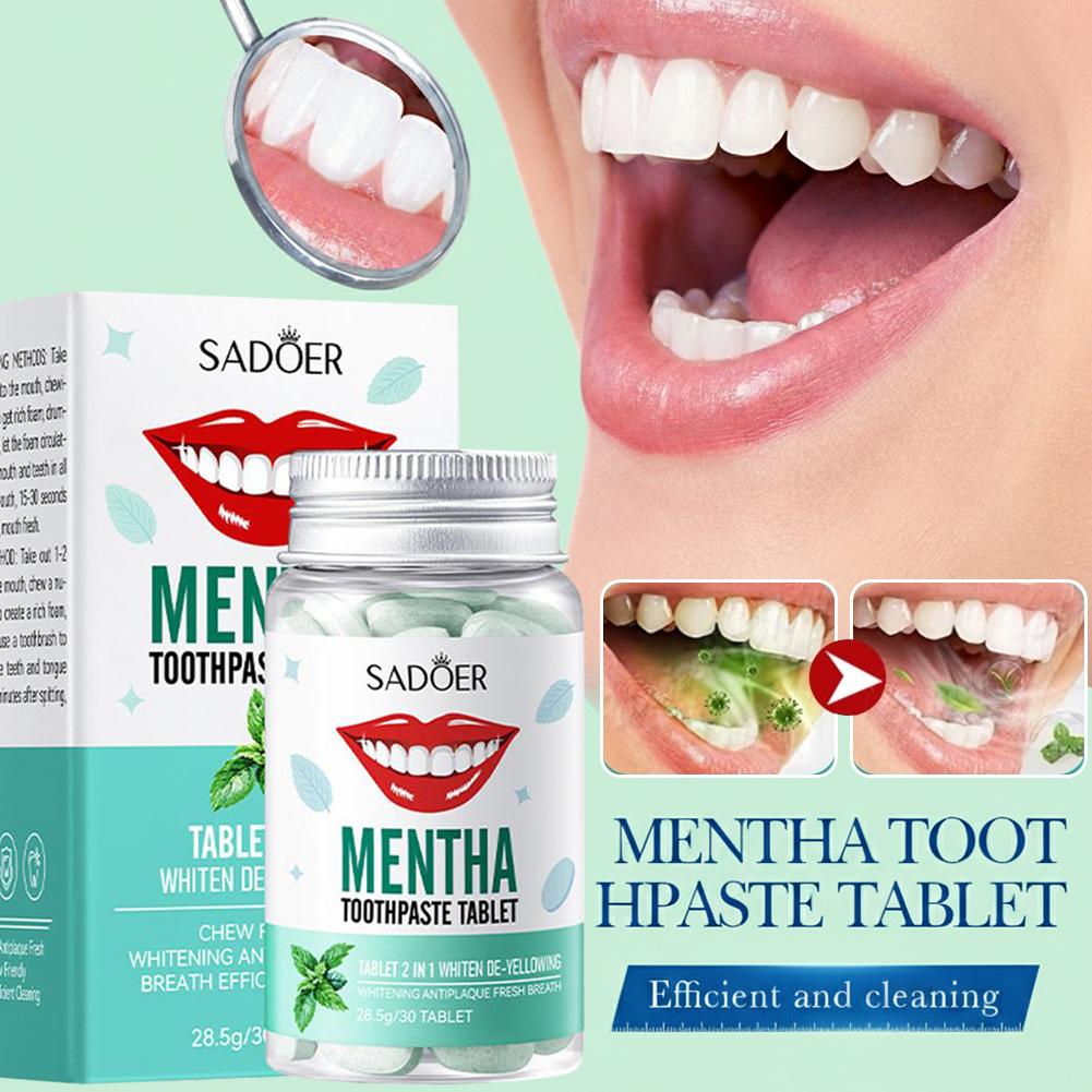 Teeth Whitening Best - 30 قطعة أقراص معجون أسنان صلبة